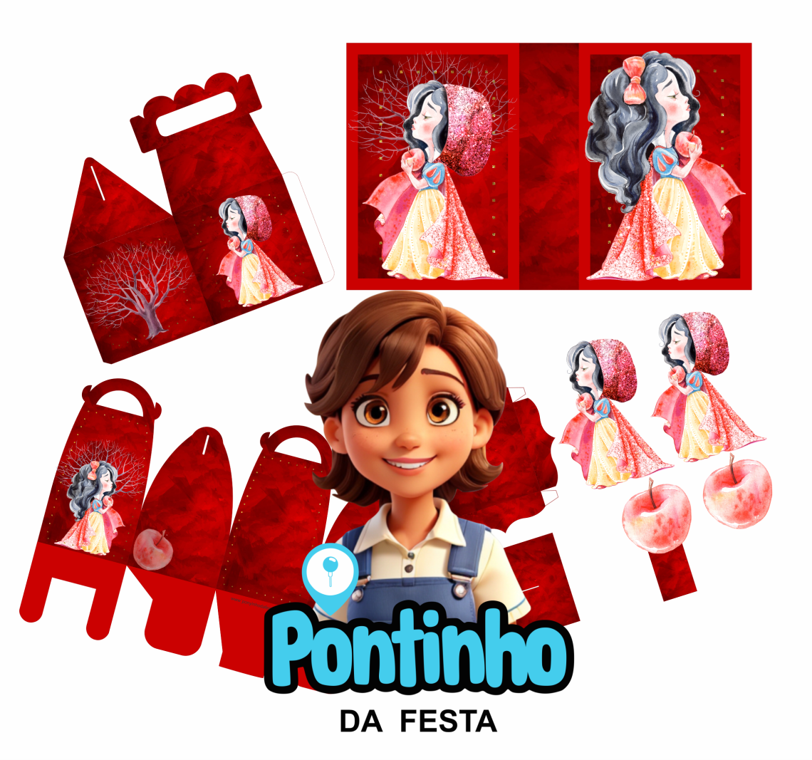 lembrancinha branca de neve aquarela gratis