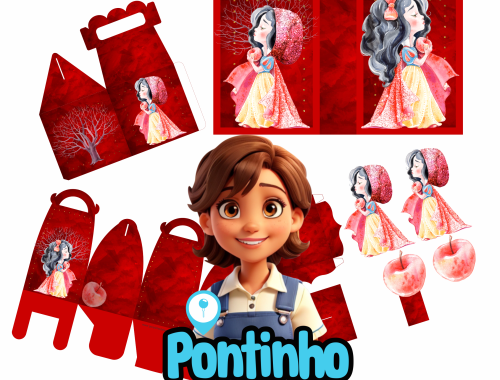 lembrancinha branca de neve aquarela gratis