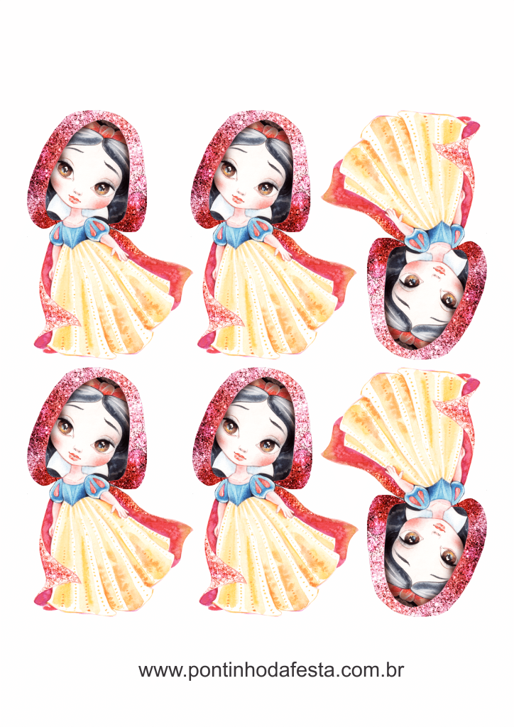 lembrancinha branca de neve aquarela gratis