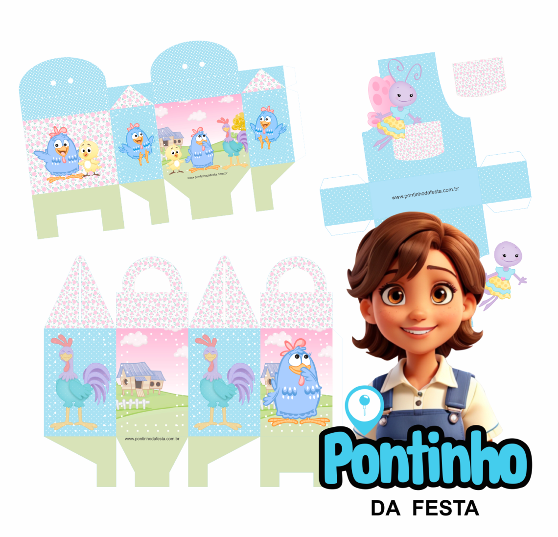 lembrancinha personalizado galinha pintadinha aquarela gratis