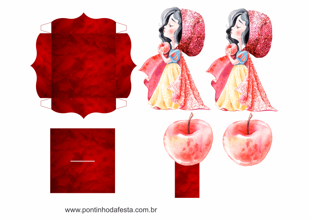 lembrancinha branca de neve aquarela gratis