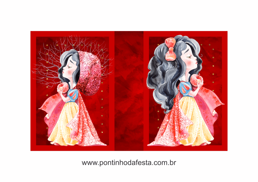 lembrancinha branca de neve aquarela gratis