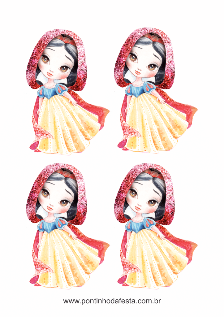 lembrancinha branca de neve aquarela gratis