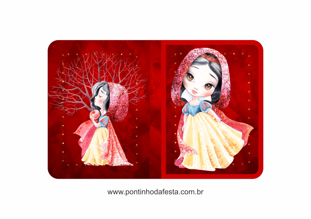 lembrancinha branca de neve aquarela gratis