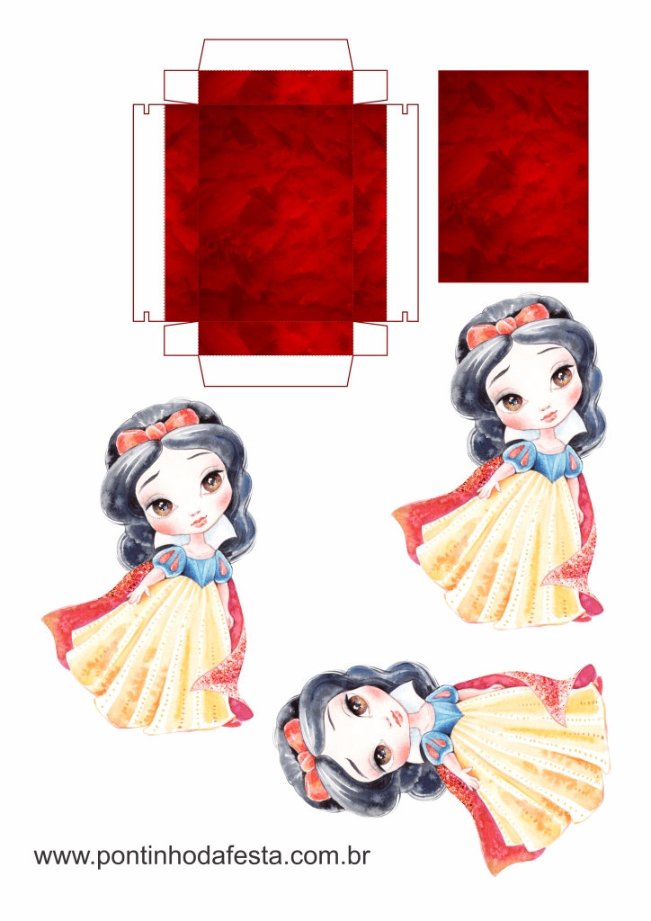 lembrancinha branca de neve aquarela gratis