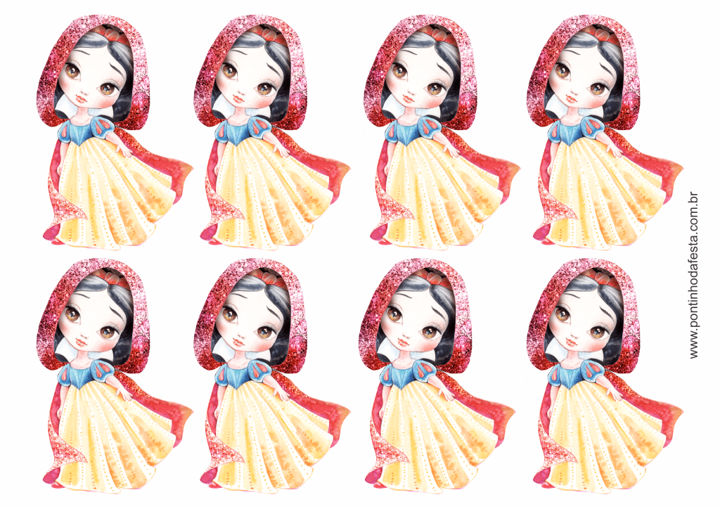 lembrancinha branca de neve aquarela gratis