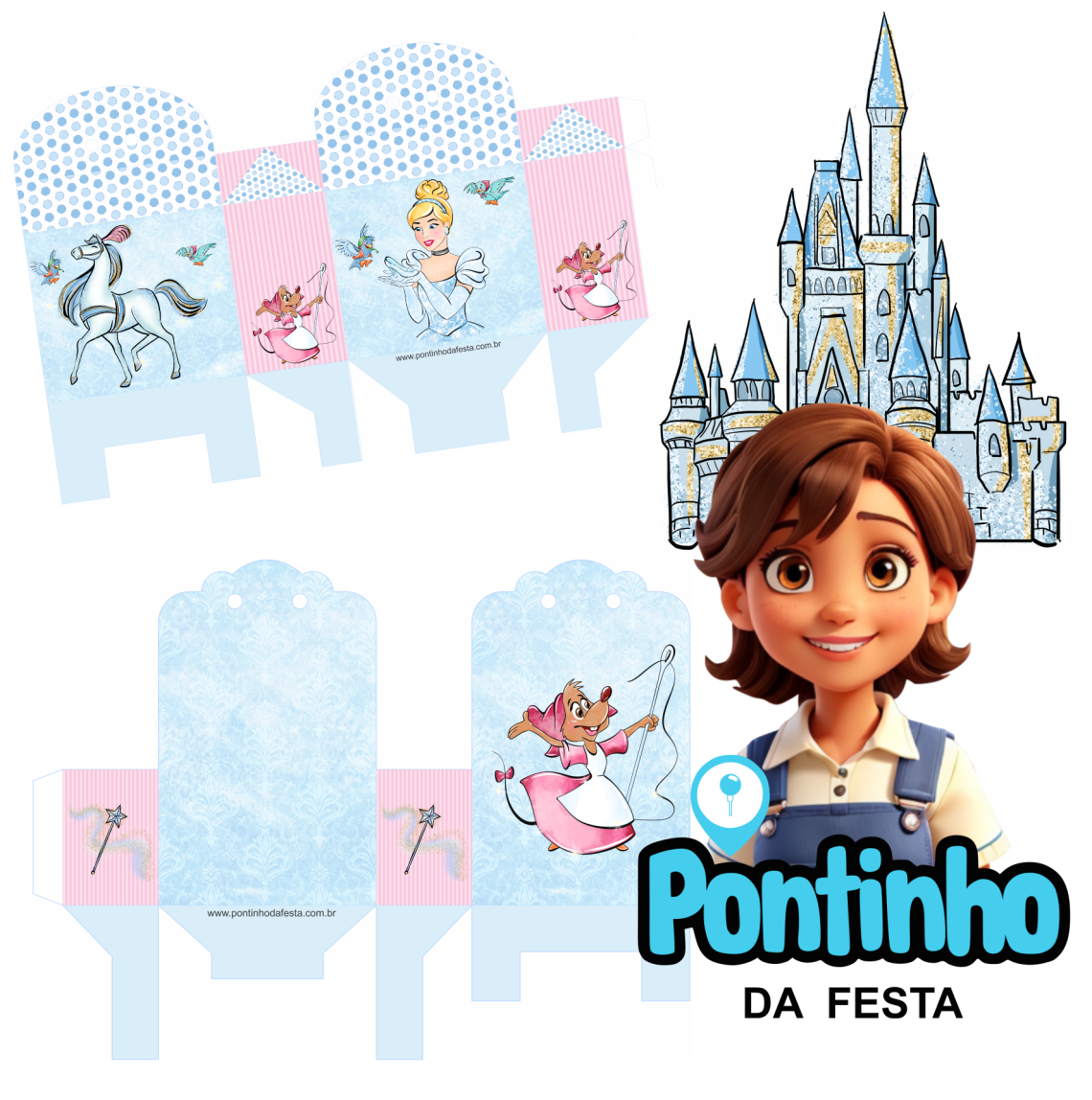 Lembrancinha Cinderela aquarela gratis