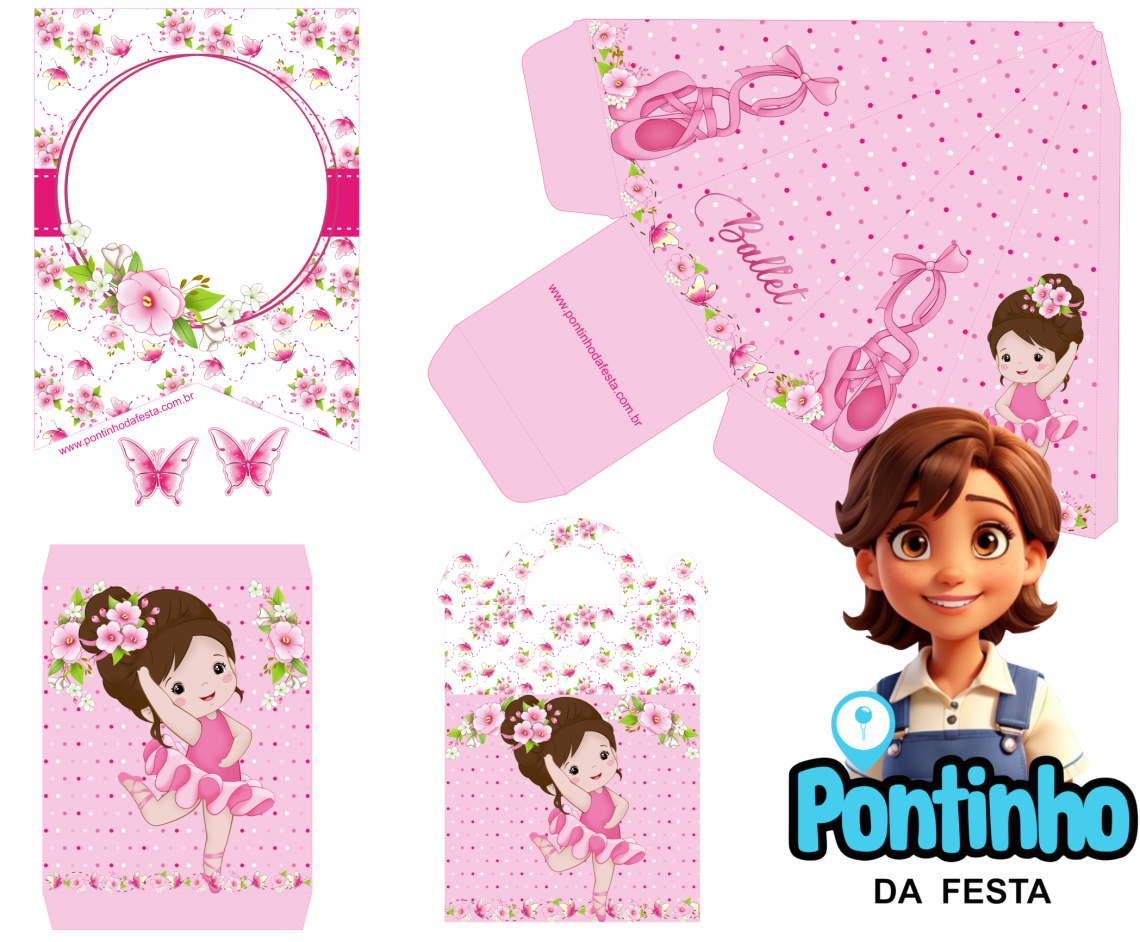 Capa lembrancinha bailarina rosa