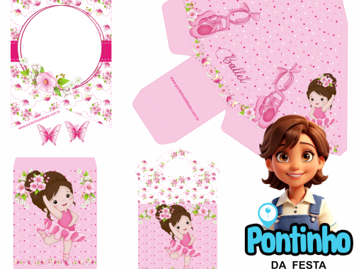 Capa lembrancinha bailarina rosa