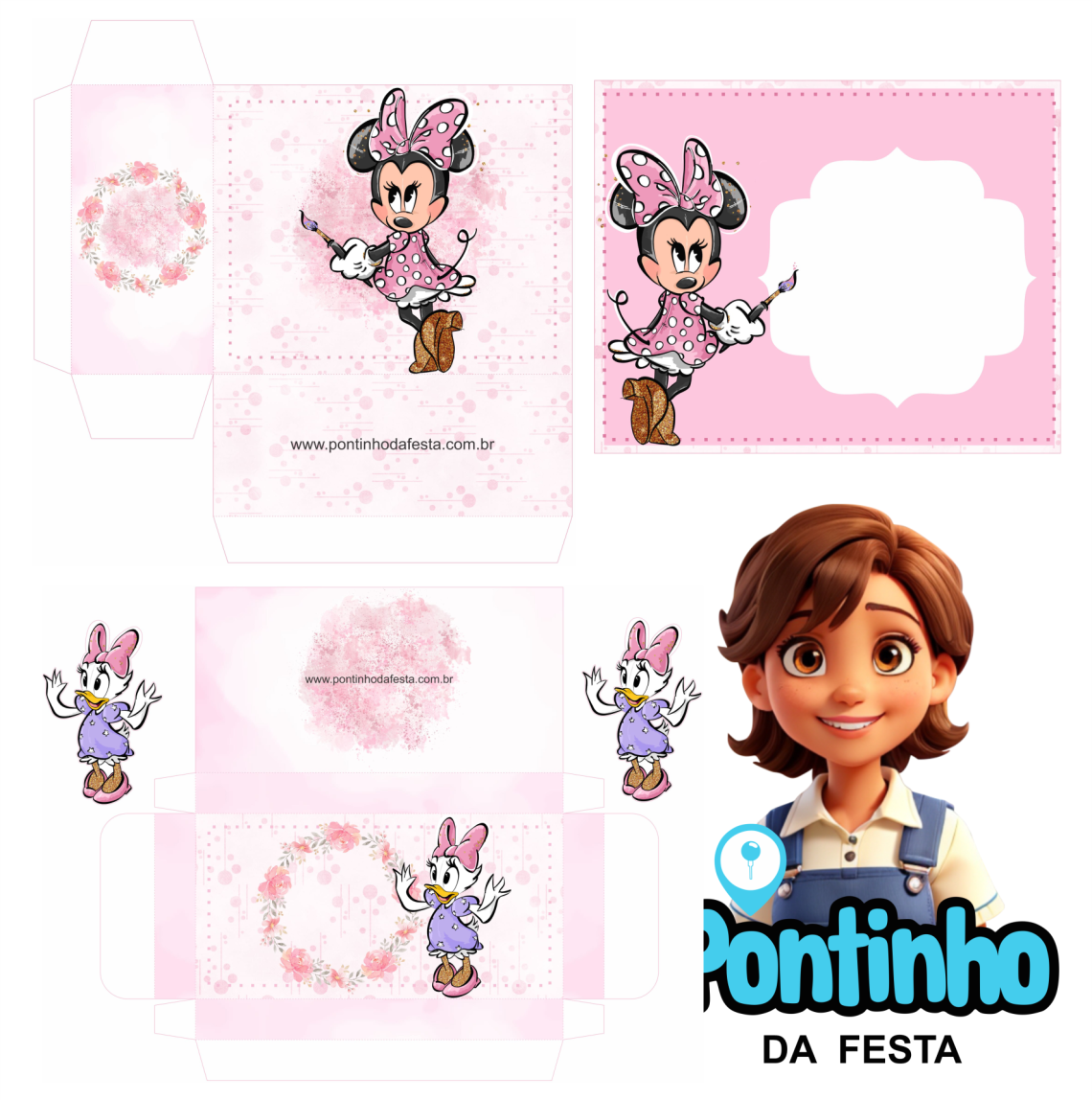 minnie e margarida aquarela cute para imprimir gratis