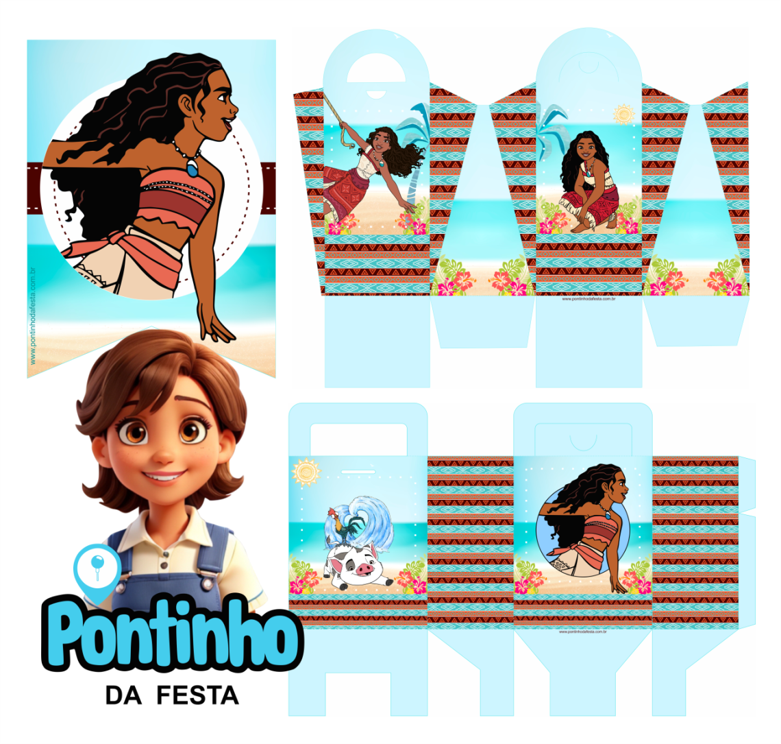 lembrancinha Moana aquarela sacolinha