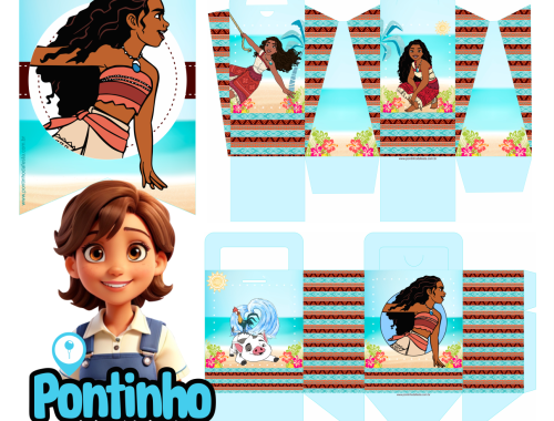 lembrancinha Moana aquarela sacolinha