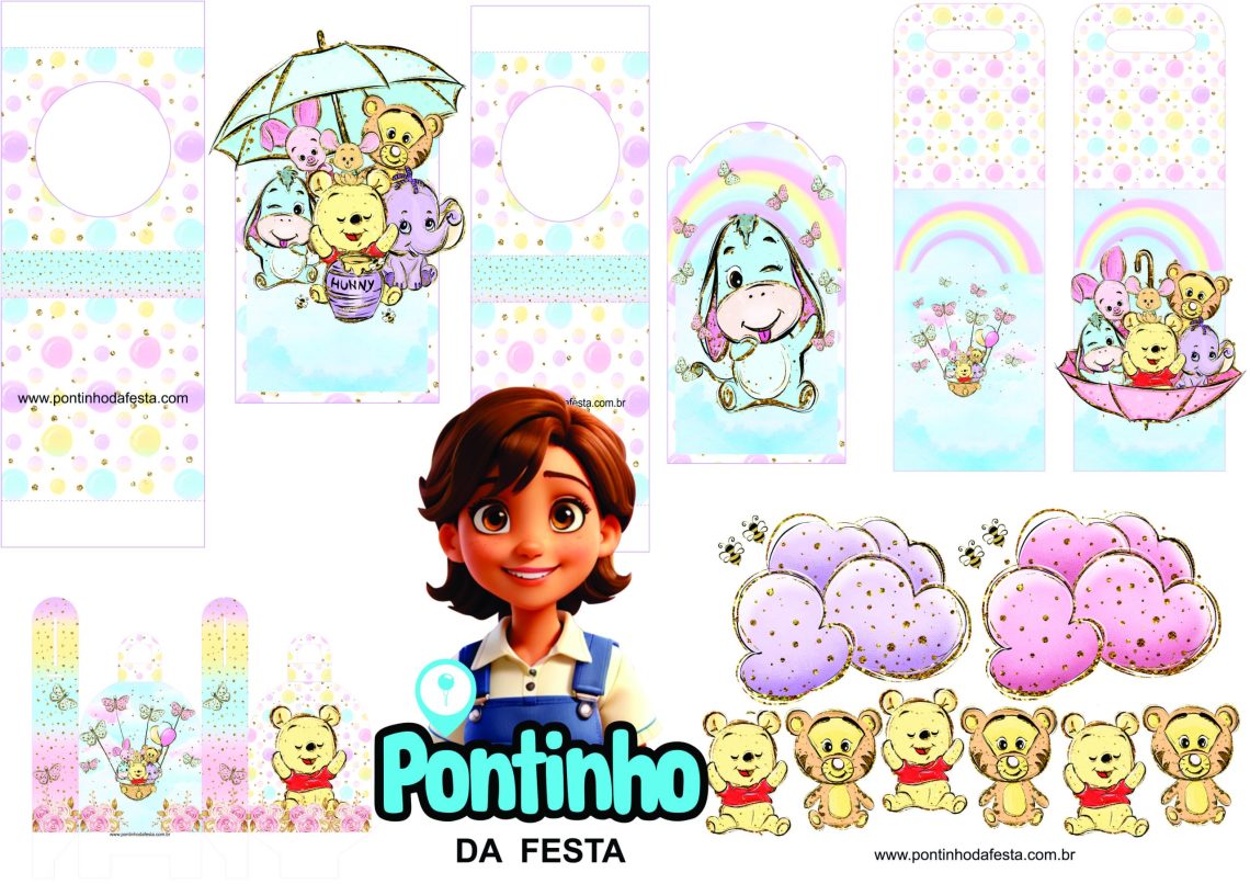 lembrancinhas personalizadas ursinho pooh aquarela gratis