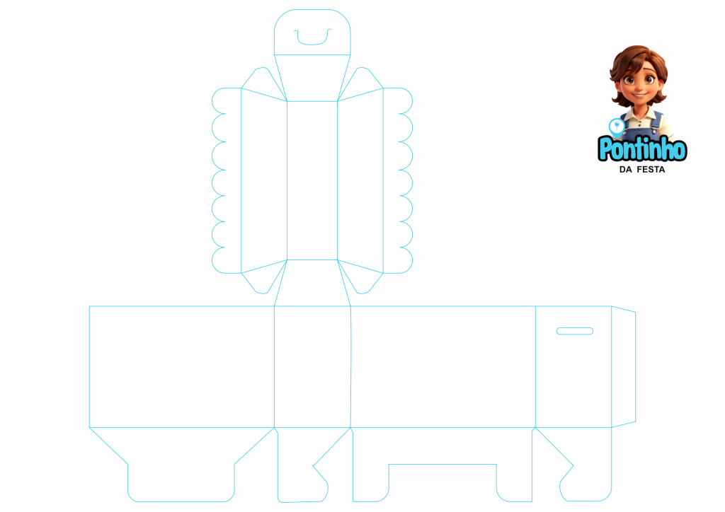 Molde caixa estilo bau personalizar lembrancinha